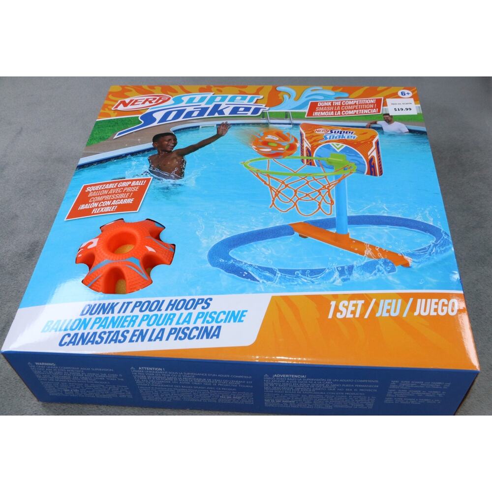 Nerf Super Soaker Dunk It Pool Hoops Floating Basketball Set Kids 6+ New Toy